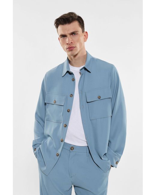 Chemise avec poches plaquées, rabat et bouton Imperial pour homme en coloris Blue