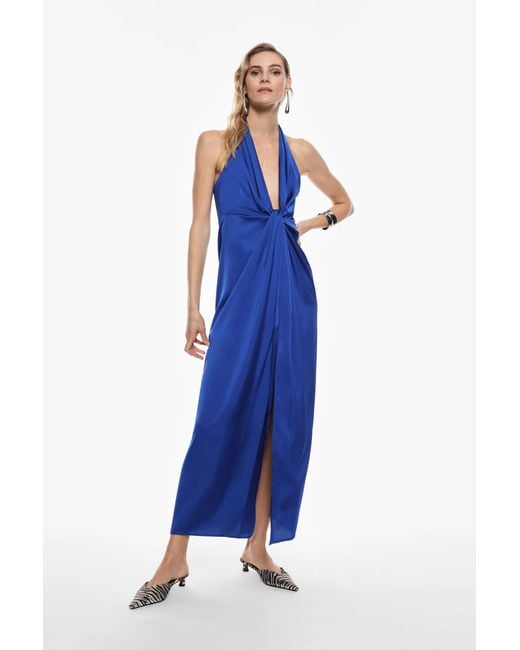 Abito Lungo Con Scollo All'Americana di Imperial in Blue