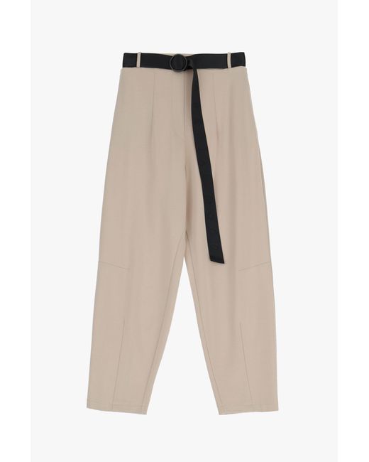 Pantalon droit uni avec plis marqués et ceinture Imperial en coloris Natural