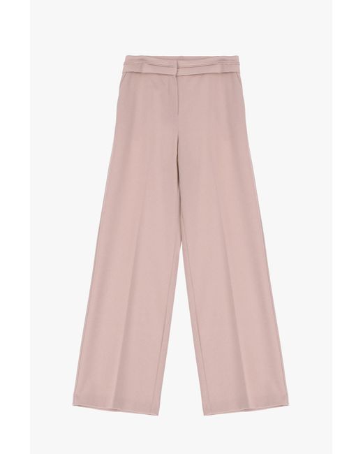 Pantaloni Straight Monocolour Con Piega Stirata di Imperial in Pink