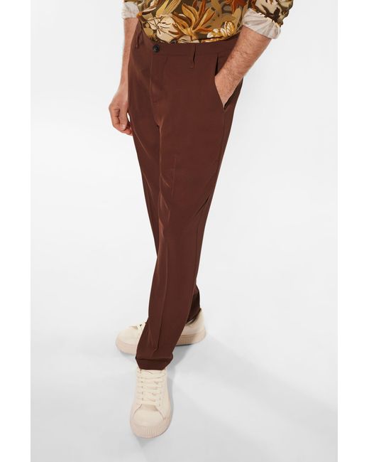 Pantalon slim uni à plis marqués et pinces Imperial pour homme en coloris Brown
