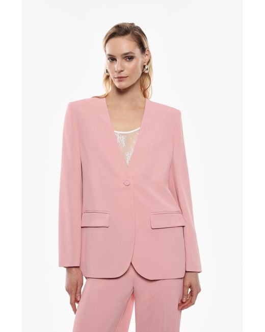 Blazer Con Cierre De Un Botón Imperial de color Pink
