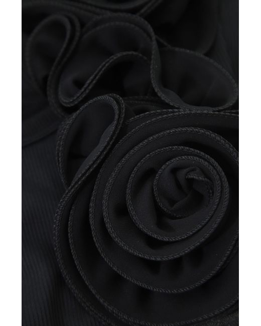 Débardeur côtelé avec encolure ronde et fleurs appliquées Imperial en coloris Black