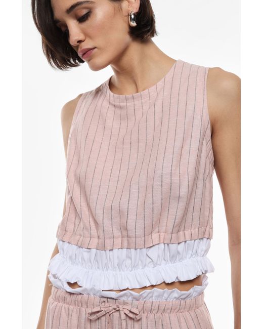 Top Sin Mangas Con Rayas Imperial de color Pink