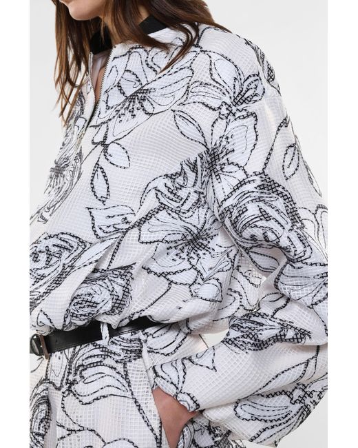 Veste oversize zippée à motif floral Imperial en coloris Gray