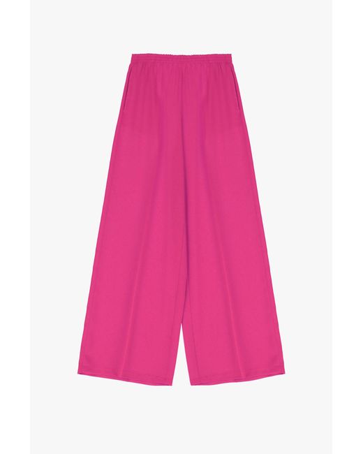 Pantaloni Straight Con Tasche Verticali E Piega Stirata di Imperial in Pink