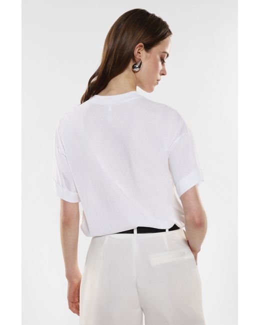 T-shirt oversize pur coton à motif imprimé et strass Imperial en coloris White