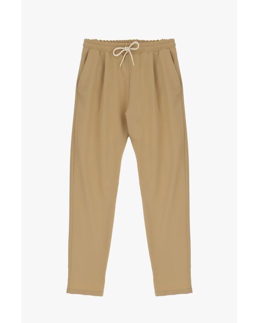 Pantaloni Straight Monocolour Con Coulisse E Pinces di Imperial in Natural da Uomo