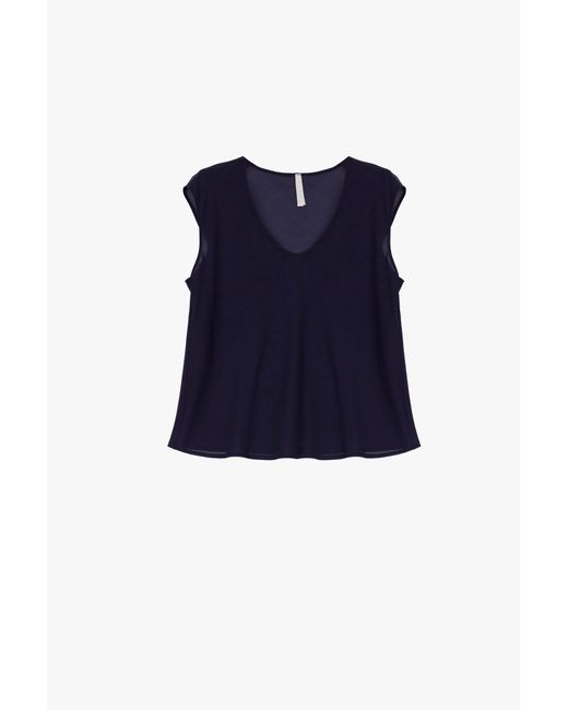 Haut sans manches col en v Imperial en coloris Blue