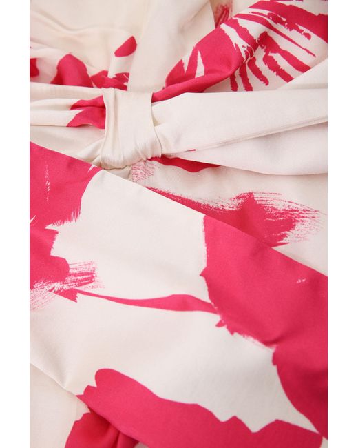Robe mi-longue avec motif abstrait, ceinture à nouer et drapés Imperial en coloris Pink