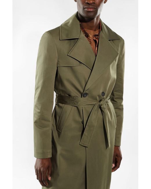 Manteau long uni avec double boutonnage et ceinture à nouer Imperial pour homme en coloris Green