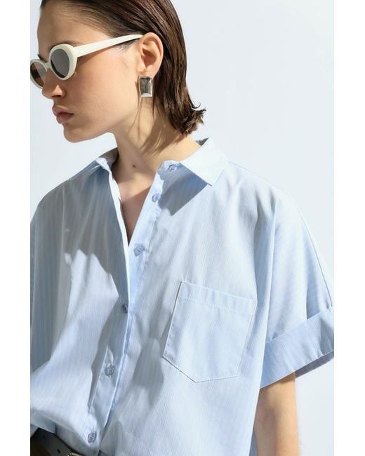 Camisa De Rayas Con Cuello Clásico Imperial de color Blue