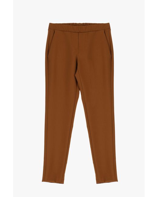 Pantaloni slim-fit cropped monocolour con vita elasticizzata di Imperial in Brown