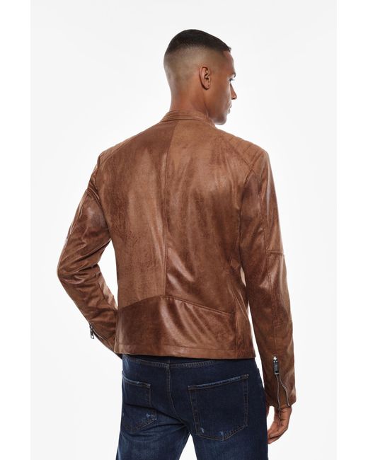 Veste en similicuir avec zip et col rond Imperial pour homme en coloris Brown