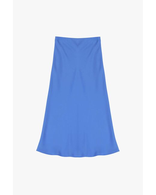 Falda De Corte Midi Monocromática Imperial de color Blue
