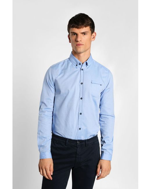 Camicia in puro cotone con bottoni a contrasto di Imperial in Blue da Uomo