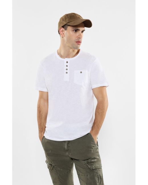 T-shirt pur coton à poche plaquée et boutons Imperial pour homme en coloris White