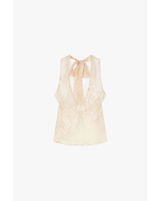 Top Sin Mangas Cuello Halter Con Encaje Imperial de color White
