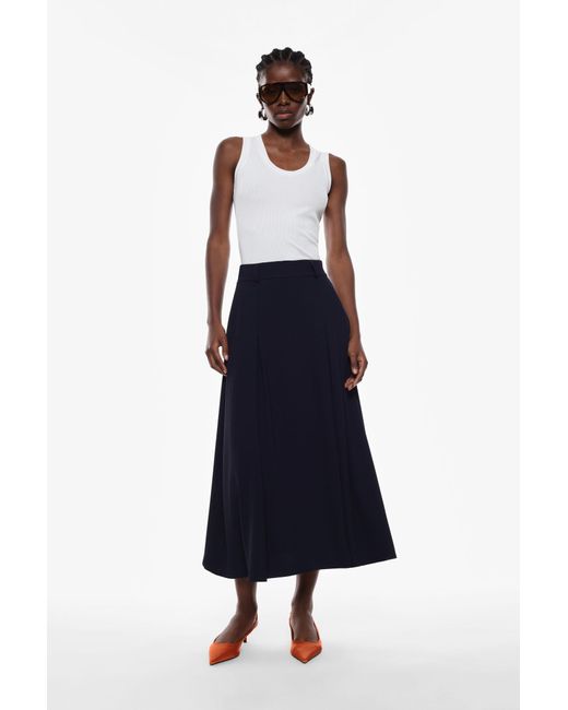 Jupe longue unie à taille haute Imperial en coloris Blue