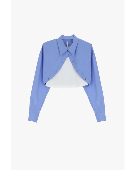 Camicia Cropped Con Top A Contrasto di Imperial in Blue