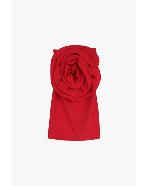 Mini abito smanicato monocolour con applicazione a rosa di Imperial in Red