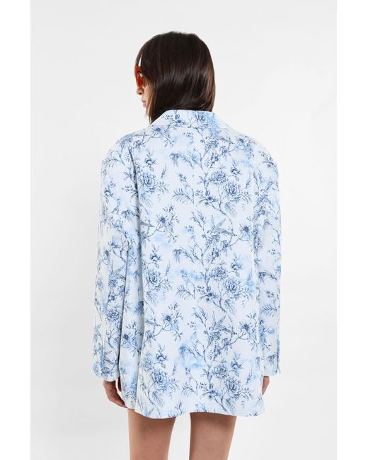 Veste oversize pur coton à boutonnage simple et motif floral Imperial en coloris Blue