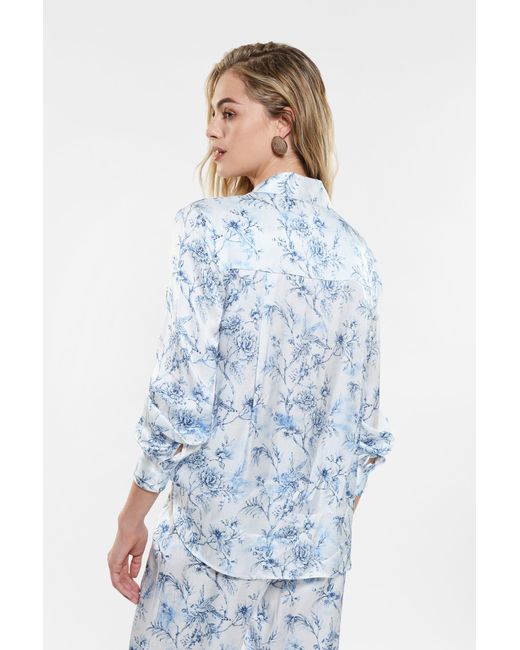 Camicia Fantasia Floreale Con Colletto Classico di Imperial in Blue