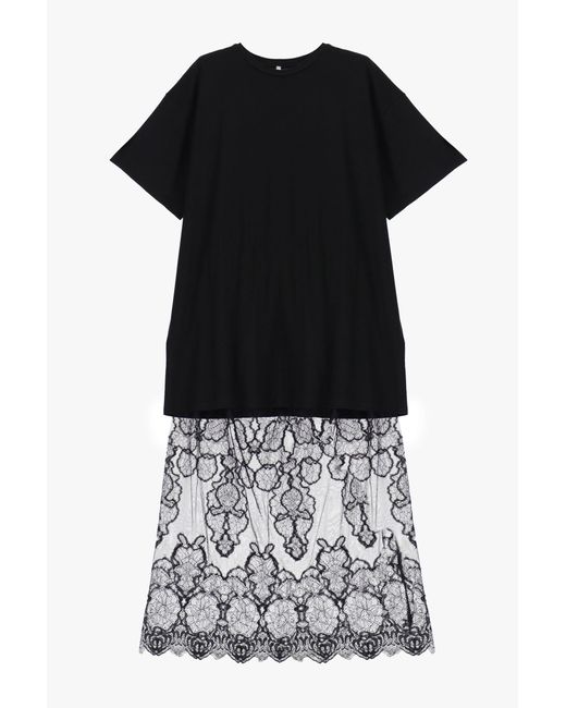 Robe longue avec jupe en dentelle effet transparent Imperial en coloris Black