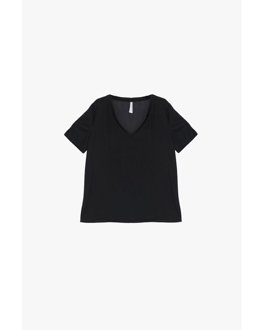 T-Shirt Monocolour Con Scollo A V di Imperial in Black