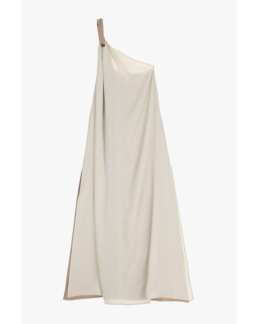 Robe longue asymétrique avec bande en contraste Imperial en coloris White