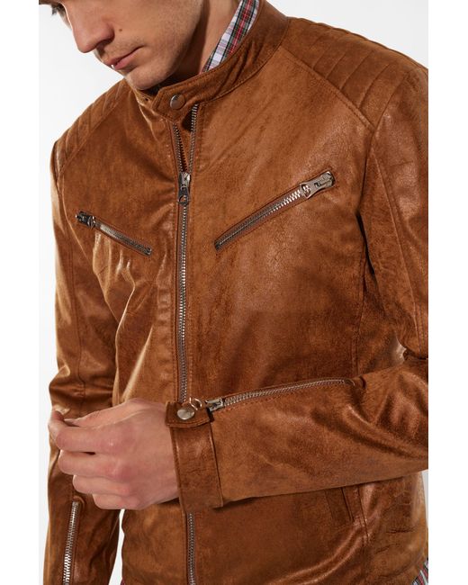 Veste style motard unie avec bouton et zip Imperial pour homme en coloris Brown