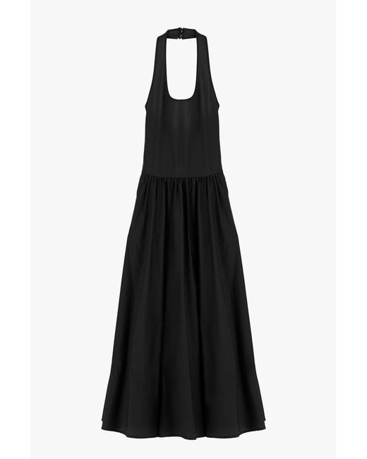Vestido Largo Con Cuello Halter Imperial de color Black