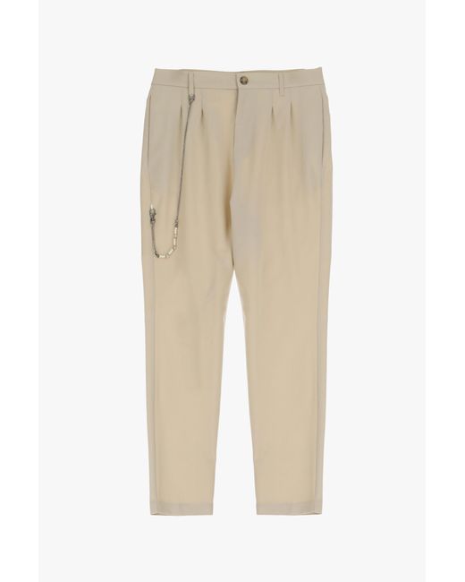 Pantaloni Slim-Fit Monocolour Con Pinces E Dettaglio Catena di Imperial in Natural da Uomo