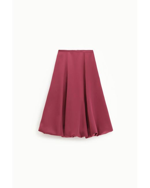 Falda Globo Midi Imperial de color Red