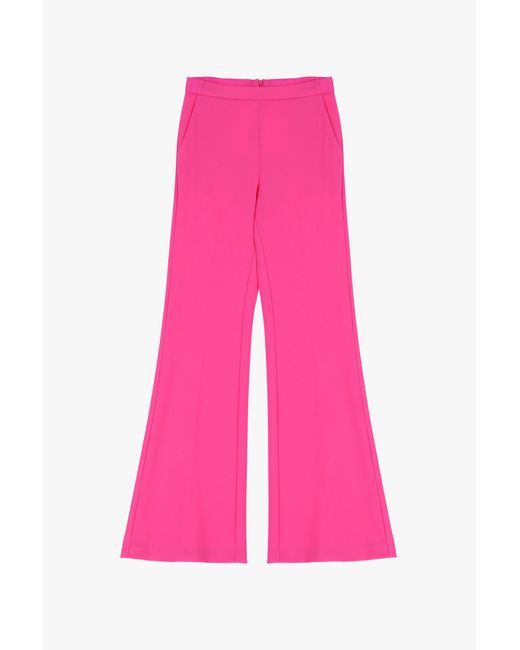 Pantaloni Flare Monocolour Con Piega Stirata di Imperial in Pink