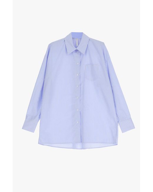 Camicia Oversize Rigata Con Colletto Classico di Imperial in Blue
