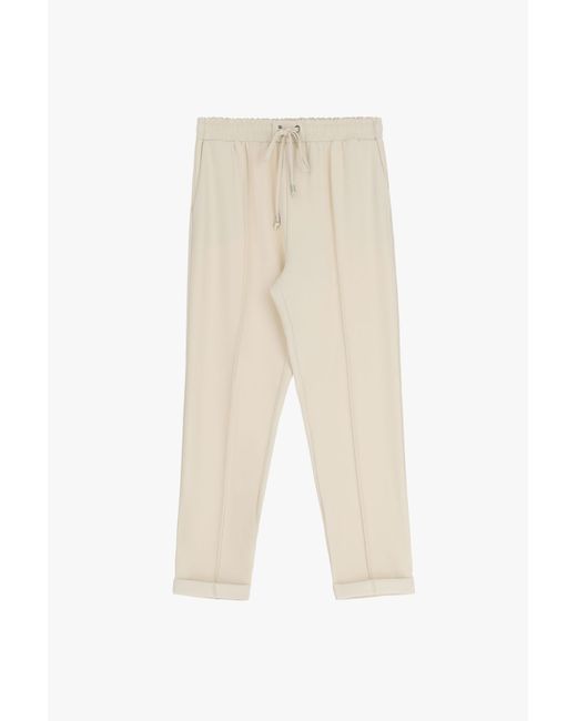 Pantalon uni avec plis marqués et cordon coulissant Imperial en coloris White