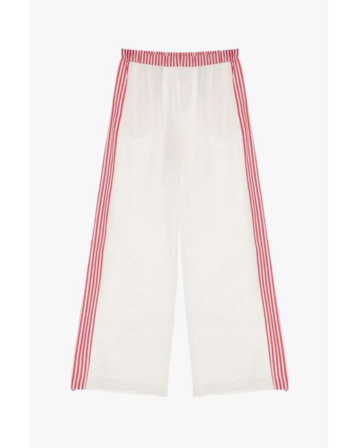 Pantalon droit avec ourlet et bandes latérales à motif rayé Imperial en coloris White