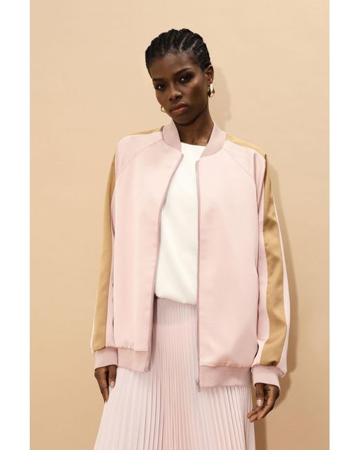 Chaqueta Bomber Cremallera Bicolor Imperial de color Natural