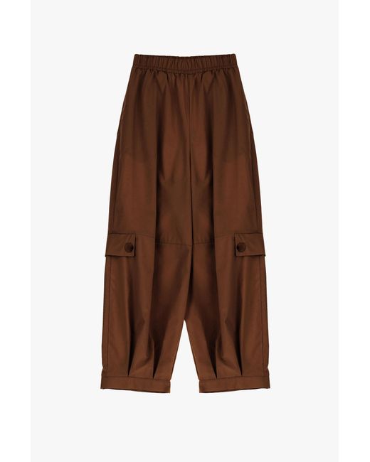 Jupe-culotte pur coton à rabat boutonné Imperial en coloris Brown