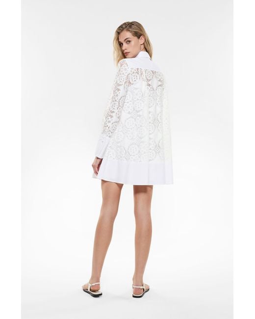 Mini-robe brodée effet transparent à col classique Imperial en coloris White