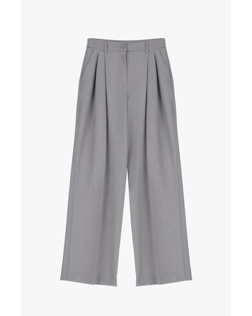 Pantaloni Straight Fantasia Mélange Con Piega Stirata di Imperial in Gray