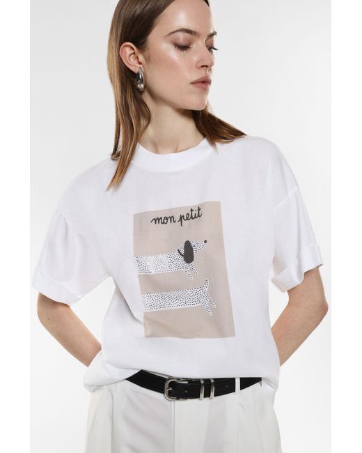 T-Shirt Oversize Fantasia Stampata di Imperial in White