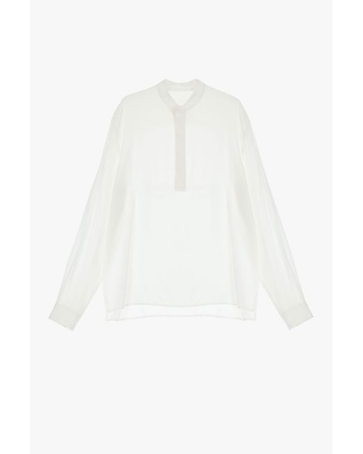 Camicia Monocolour Con Colletto Alla Coreana E Abbottonatura Parziale di Imperial in White da Uomo