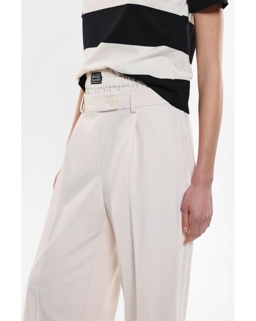 Pantalon palazzo avec ourlet supérieur élastique Imperial en coloris White