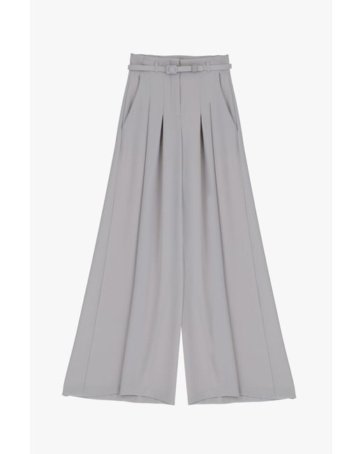 Pantalon palazzo avec pinces et ceinture fine Imperial en coloris Gray