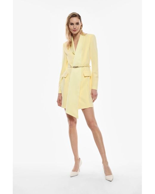 Abito Blazer Corto Con Rever Asimmetrico di Imperial in Yellow