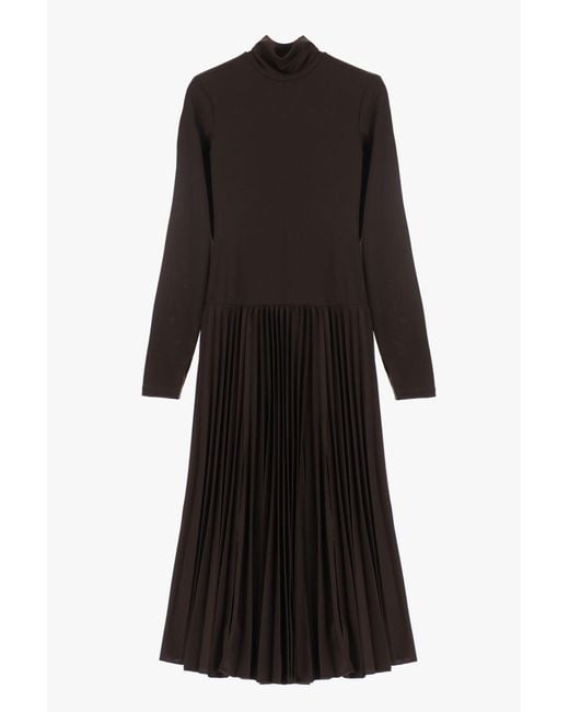 Abito Lungo Con Collo Alto E Gonna A Pieghe di Imperial in Black