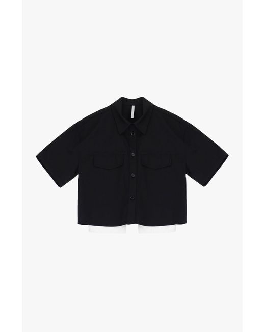 Camicia Cropped Con Tasche E Inserti A Contrasto di Imperial in Black