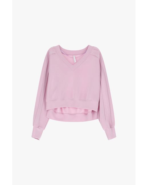 Felpa Con Scollo A V E Maniche Lunghe di Imperial in Pink